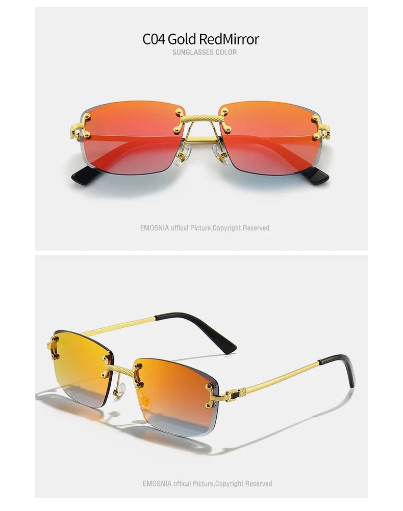 Gafas de Sol CATERSIDE | Cobre y Lentes Degradados Azules | Cuadradas Sin Montura | Lujo Unisex