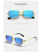 Gafas de Sol CATERSIDE | Cobre y Lentes Degradados Azules | Cuadradas Sin Montura | Lujo Unisex