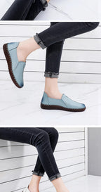 Mocasines Oxford de Cuero Azul | Costura Detallada | Zapatos Planos | Para Todas las Estaciones