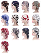 Nueva bufanda musulmana de bambú preatada, gorro de quimio para mujer, turbante para mujer, sombrero, pañuelo para la cabeza, pañuelos para el cáncer, accesorios para el cabello