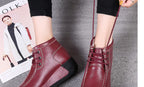 Botas Botines de Cuero Genuino para Mujer Tobillera Invierno Plataforma