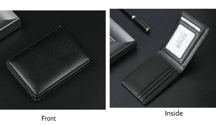 GENODERN RFID bloqueando hombres Mini cuero Ultra moda dólar delgado bolso masculino