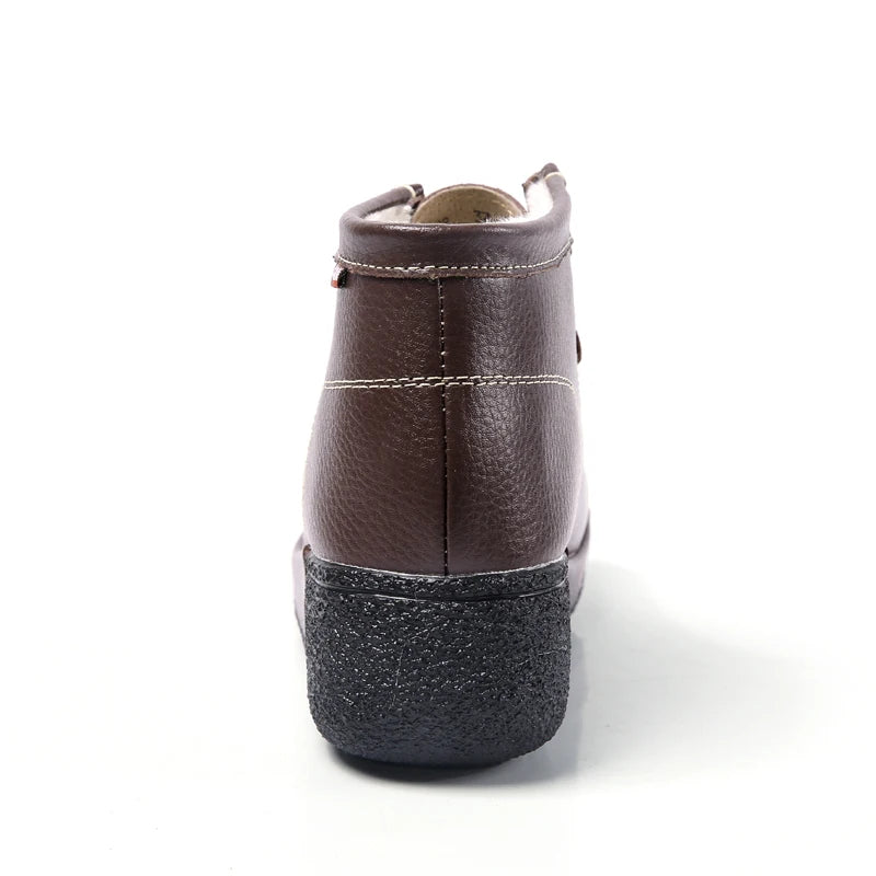 Botas Botines de Cuero Genuino para Mujer Tobillera Invierno Plataforma