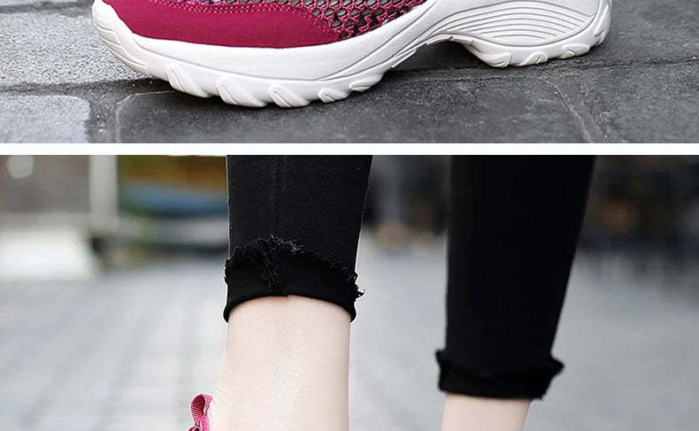 Zapatillas de Malla Hueca con Cordones | Plataforma EVA | Ligeras y Transpirables | Verano