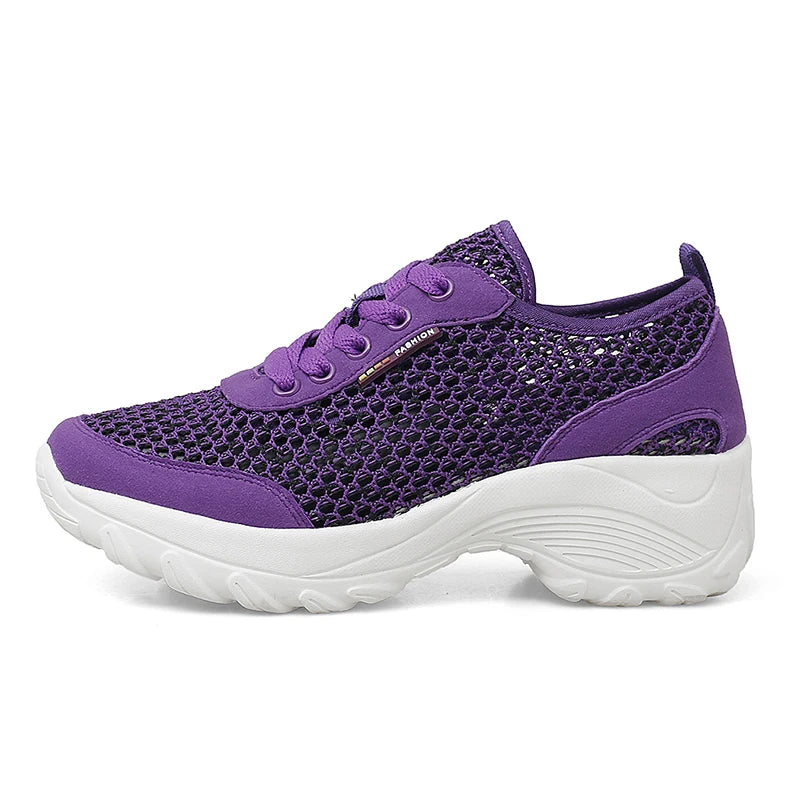 Zapatillas de Malla Hueca con Cordones | Plataforma EVA | Ligeras y Transpirables | Verano