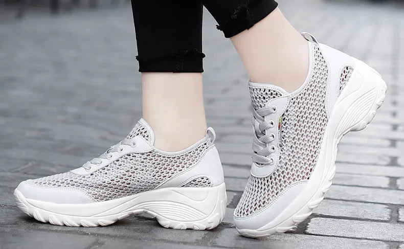 Zapatillas de Malla Hueca con Cordones | Plataforma EVA | Ligeras y Transpirables | Verano
