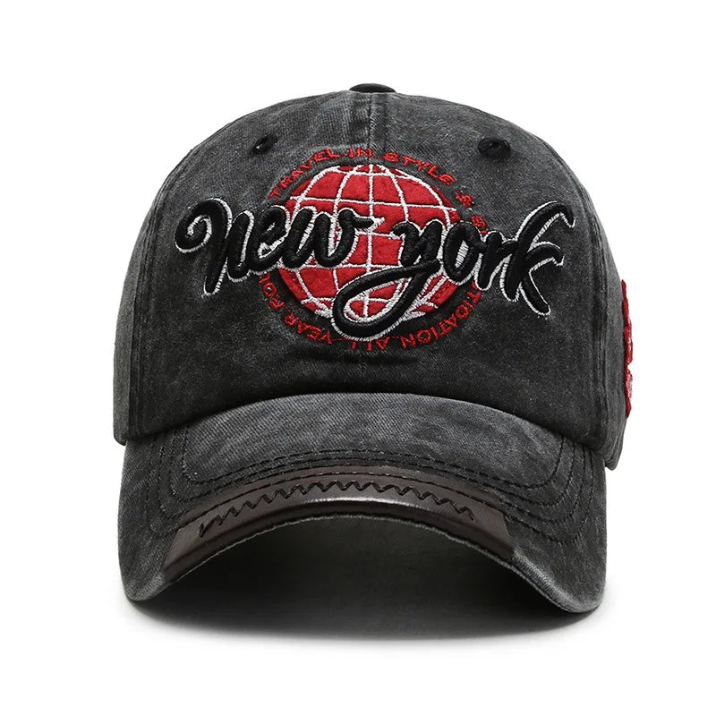 Gorra Vintage con Visera Curvada Bordada para Actividades al Aire Libre