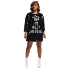 Vestido de lentejuelas con estampado de letras para mujer, minivestido informal holgado de media manga, ropa de verano, chándal, venta al por mayor, 2021