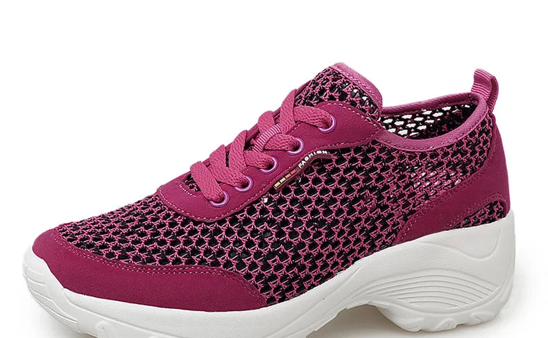 Zapatillas de Malla Hueca con Cordones | Plataforma EVA | Ligeras y Transpirables | Verano