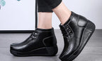 Botas Botines de Cuero Genuino para Mujer Tobillera Invierno Plataforma