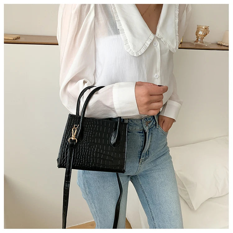 Mini Bolso Cuadrado con Patrón de Cocodrilo para Mujer