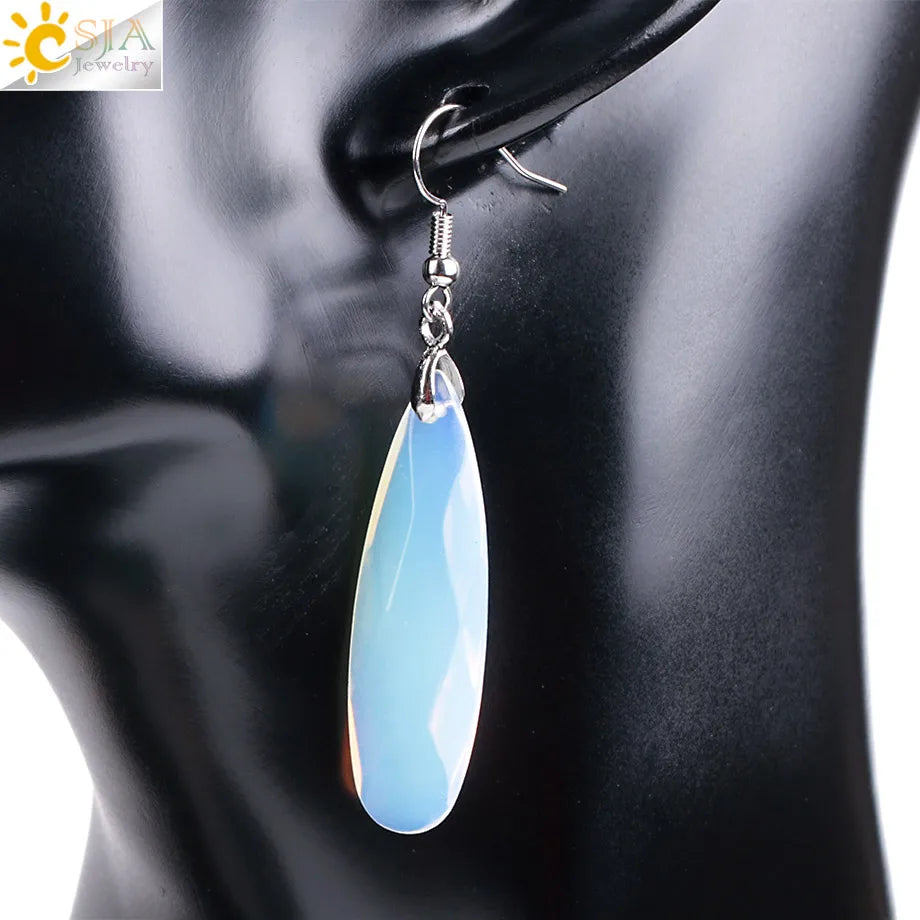 Pendientes de Concha de Abulón Natural con Colgante de Gota