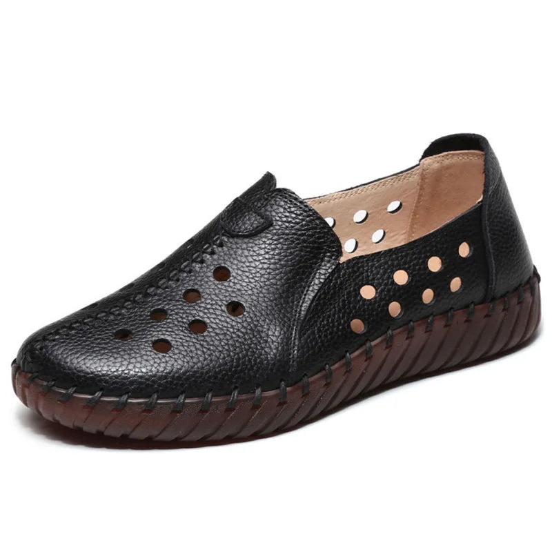 Mocasines Oxford de Cuero Azul | Costura Detallada | Zapatos Planos | Para Todas las Estaciones