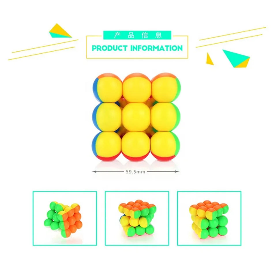 YuanZhu-Cubo mágico educativo para niños, juguete de rompecabezas, Cubo mágico ABS, YJ Little Ball 3x3, 3x3