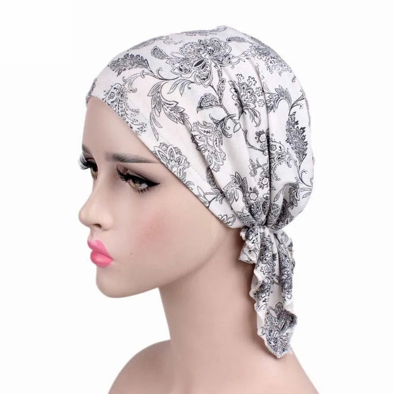 Nueva bufanda musulmana de bambú preatada, gorro de quimio para mujer, turbante para mujer, sombrero, pañuelo para la cabeza, pañuelos para el cáncer, accesorios para el cabello