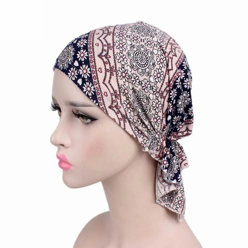Nueva bufanda musulmana de bambú preatada, gorro de quimio para mujer, turbante para mujer, sombrero, pañuelo para la cabeza, pañuelos para el cáncer, accesorios para el cabello