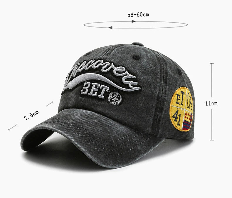 Gorra de Béisbol Retro Unisex | Bordado de Letras | Estilo Vaquero Hip Hop | Algodón