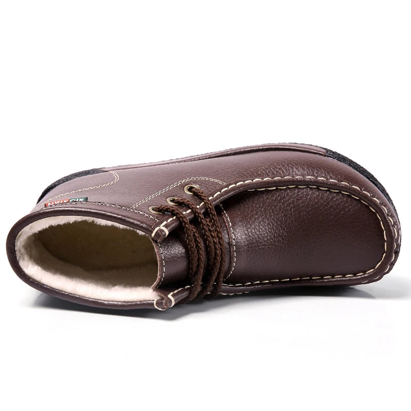 Botas Botines de Cuero Genuino para Mujer Tobillera Invierno Plataforma
