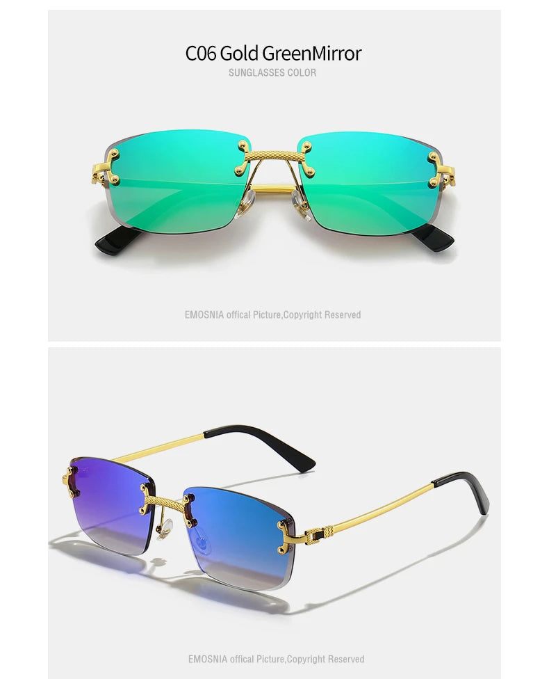 Gafas de Sol CATERSIDE | Cobre y Lentes Degradados Azules | Cuadradas Sin Montura | Lujo Unisex