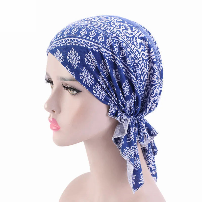 Nueva bufanda musulmana de bambú preatada, gorro de quimio para mujer, turbante para mujer, sombrero, pañuelo para la cabeza, pañuelos para el cáncer, accesorios para el cabello