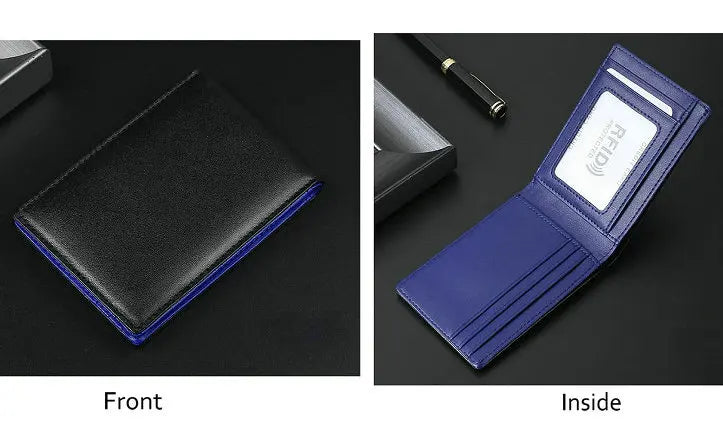 GENODERN RFID bloqueando hombres Mini cuero Ultra moda dólar delgado bolso masculino
