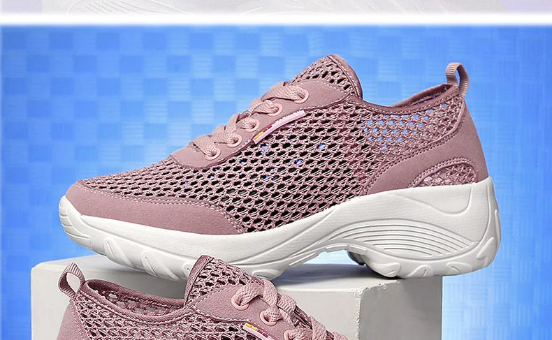 Zapatillas de Malla Hueca con Cordones | Plataforma EVA | Ligeras y Transpirables | Verano