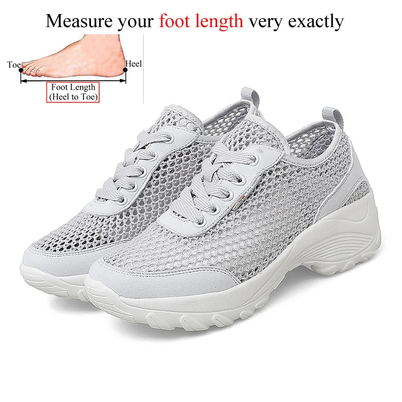 Zapatillas de Malla Hueca con Cordones | Plataforma EVA | Ligeras y Transpirables | Verano