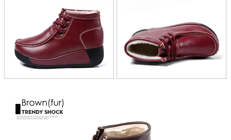 Botas Botines de Cuero Genuino para Mujer Tobillera Invierno Plataforma