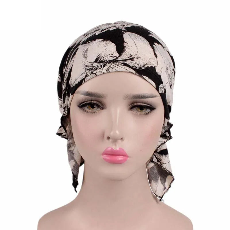 Nueva bufanda musulmana de bambú preatada, gorro de quimio para mujer, turbante para mujer, sombrero, pañuelo para la cabeza, pañuelos para el cáncer, accesorios para el cabello