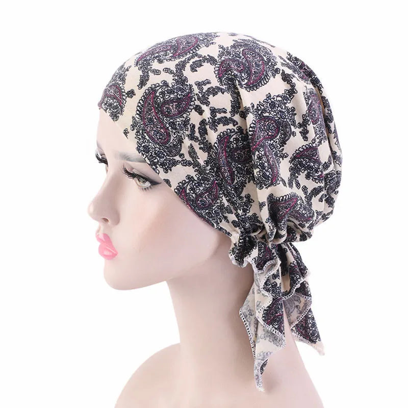 Nueva bufanda musulmana de bambú preatada, gorro de quimio para mujer, turbante para mujer, sombrero, pañuelo para la cabeza, pañuelos para el cáncer, accesorios para el cabello