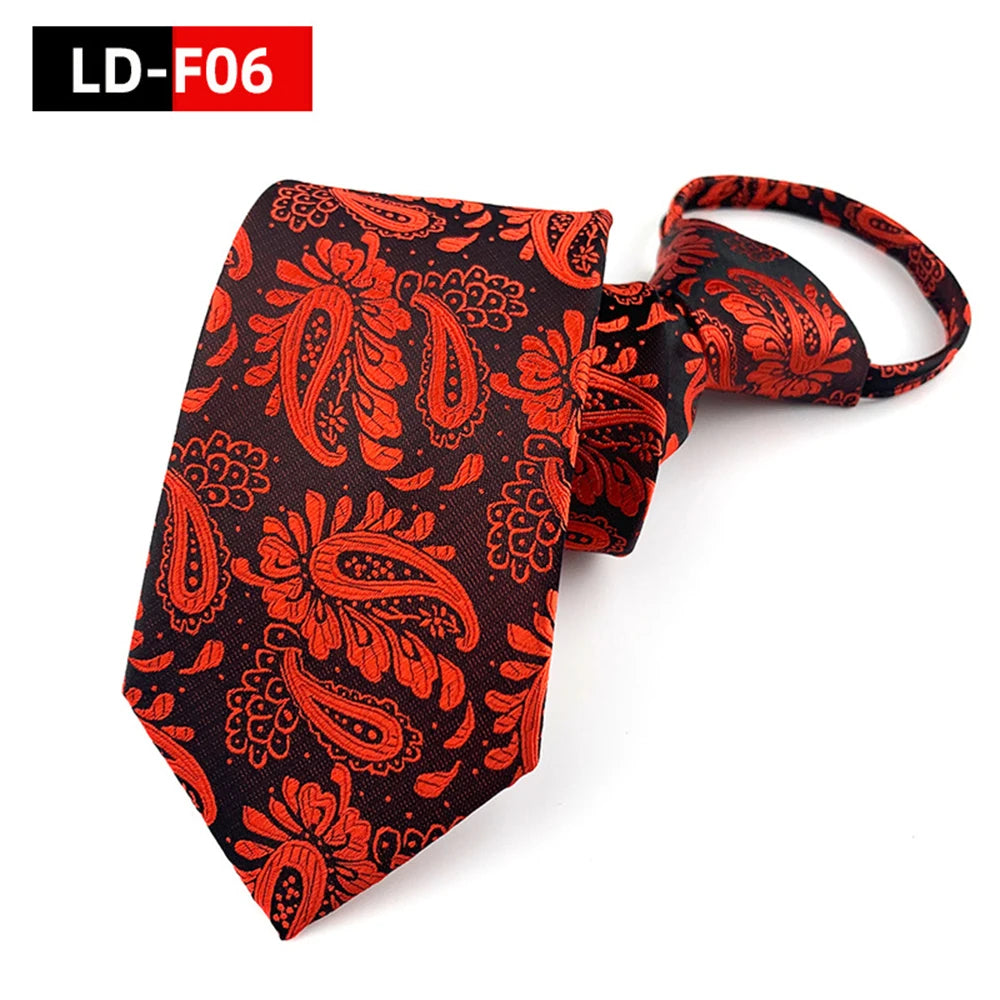 Corbata Preatada Unisex | Cremallera | Rayas y Floral | Cachemira
