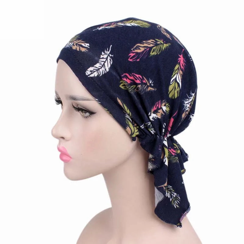 Nueva bufanda musulmana de bambú preatada, gorro de quimio para mujer, turbante para mujer, sombrero, pañuelo para la cabeza, pañuelos para el cáncer, accesorios para el cabello