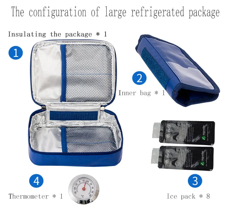 Caja enfriadora de insulina mega, bolsa de tamaño mediano, Estuche De Viaje de insulina para diabéticos con aislamiento portátil, bolsa de hielo de papel de aluminio de tela de nailon
