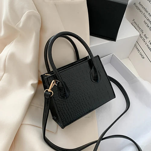 Mini Bolso Cuadrado con Patrón de Cocodrilo para Mujer