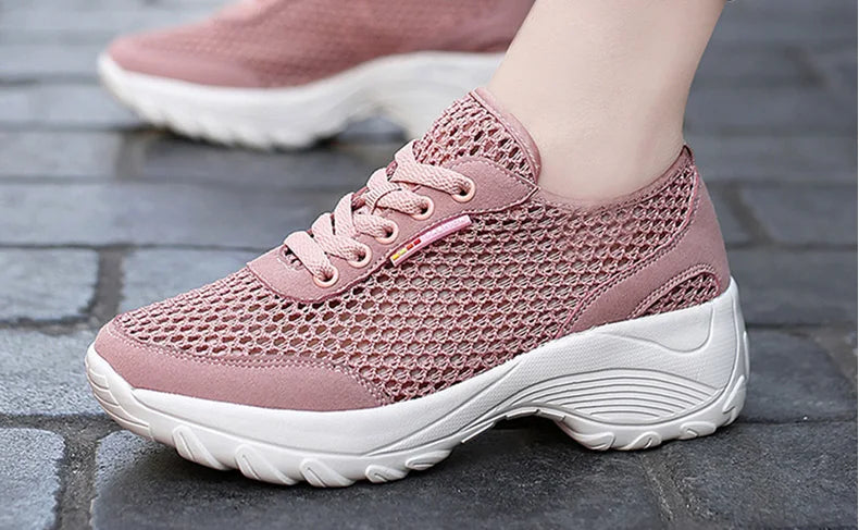 Zapatillas de Malla Hueca con Cordones | Plataforma EVA | Ligeras y Transpirables | Verano