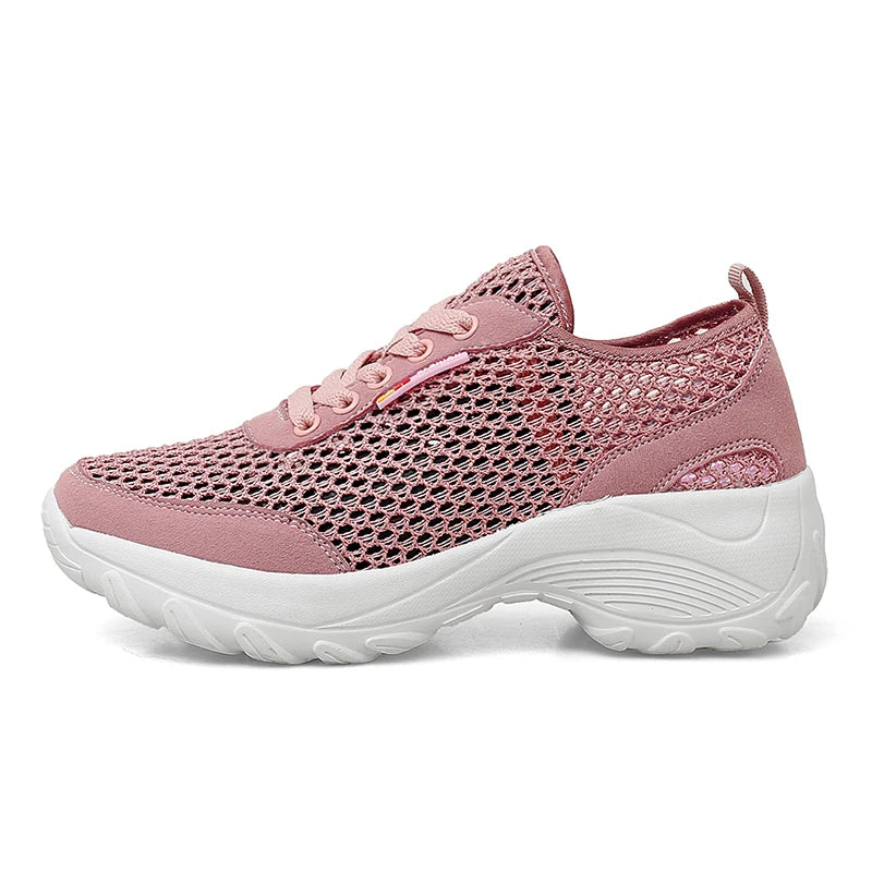 Zapatillas de Malla Hueca con Cordones | Plataforma EVA | Ligeras y Transpirables | Verano