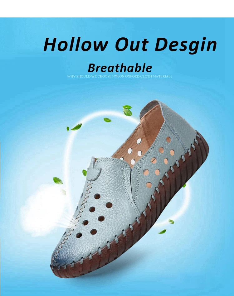 Mocasines Oxford de Cuero Azul | Costura Detallada | Zapatos Planos | Para Todas las Estaciones