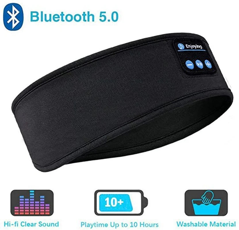Auriculares Bluetooth para dormir, diadema deportiva, finos, suaves, elásticos, cómodos, inalámbricos, para música, máscara para ojos para dormir lateral