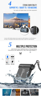 Unidad flash USB 3,0 de metal, 64GB, 128GB, USB Sticks, 32GB, 16GB, memoria mini USB 3,0 de alta velocidad, unidad Flash USB con llavero