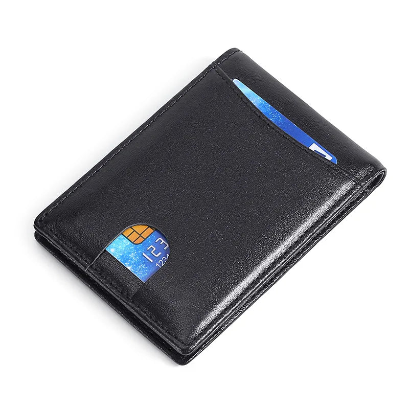 GENODERN RFID bloqueando hombres Mini cuero Ultra moda dólar delgado bolso masculino