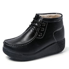 Botas Botines de Cuero Genuino para Mujer Tobillera Invierno Plataforma