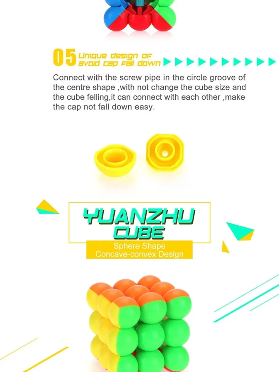 YuanZhu-Cubo mágico educativo para niños, juguete de rompecabezas, Cubo mágico ABS, YJ Little Ball 3x3, 3x3