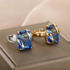 Anillo Minimalista Mujer | Cristal Azul de Circón  | Acero Inoxidable | Ticotrendy