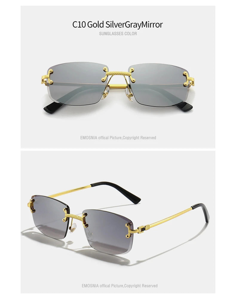 Gafas de Sol CATERSIDE | Cobre y Lentes Degradados Azules | Cuadradas Sin Montura | Lujo Unisex