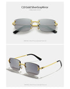 Gafas de Sol CATERSIDE | Cobre y Lentes Degradados Azules | Cuadradas Sin Montura | Lujo Unisex