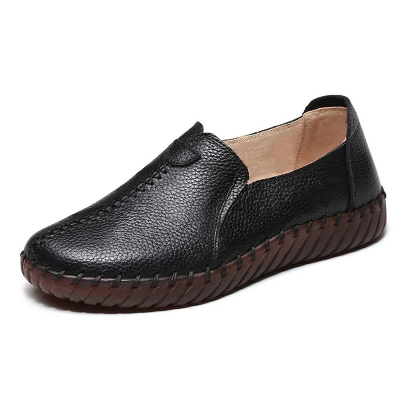 Mocasines Oxford de Cuero Azul | Costura Detallada | Zapatos Planos | Para Todas las Estaciones