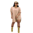 Conjunto de ropa de talla grande para mujer, pantalones cortos con dobladillo, chándal informal, ropa de calle, 4xl, verano, venta al por mayor, envío directo