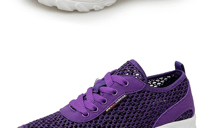 Zapatillas de Malla Hueca con Cordones | Plataforma EVA | Ligeras y Transpirables | Verano