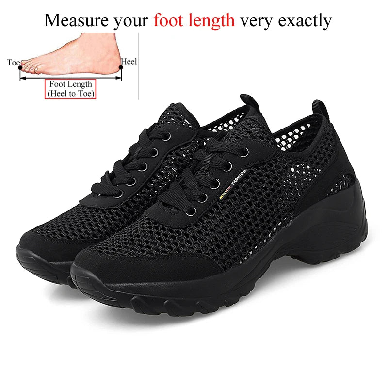Zapatillas de Malla Hueca con Cordones | Plataforma EVA | Ligeras y Transpirables | Verano