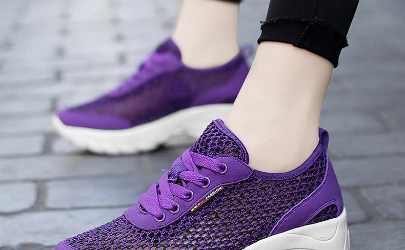 Zapatillas de Malla Hueca con Cordones | Plataforma EVA | Ligeras y Transpirables | Verano